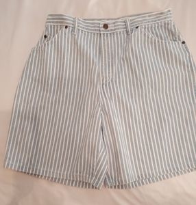 Talks blue and white striped Jean material shorts